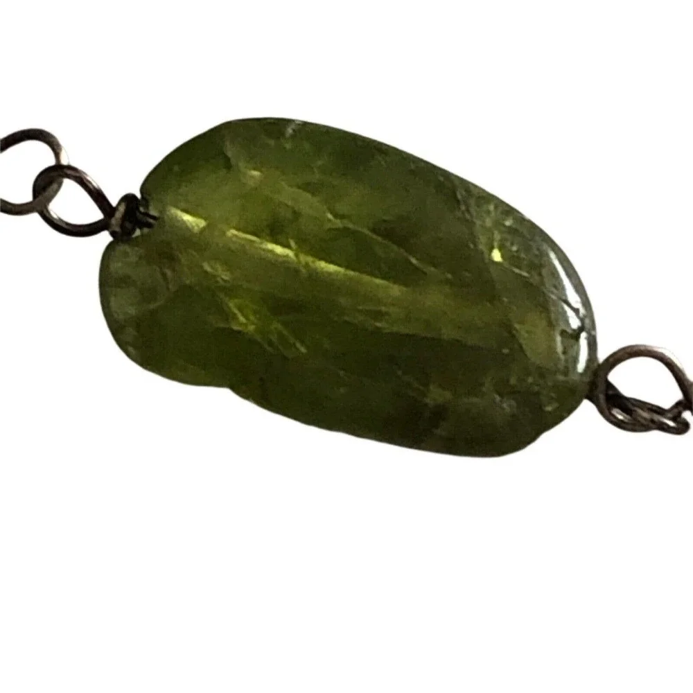 High Luster Freshwater Coin Pearl 17” + 2”extension Necklace Peridot Sterling
